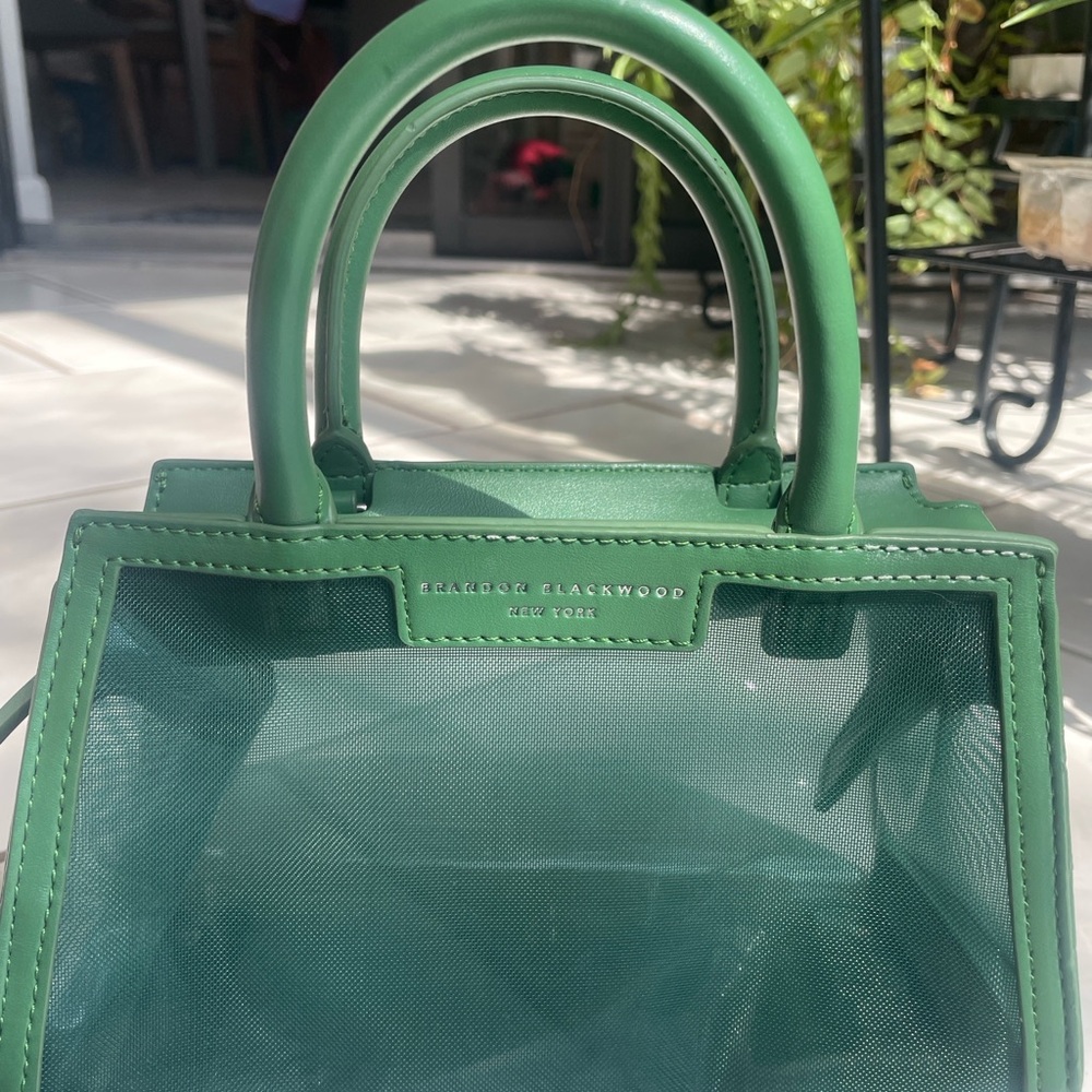 Brandon Blackwood Arlen Bag Green Mesh Vegan Leather Top Handle Crossbody - Picture 8 of 12